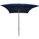 Parasol ogrodowy na drewnianym słupku, niebieski, 200x300 cm