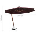 Parasol ogrodowy, na jodłowym słupku, bordowy, 3,5x2,9 m