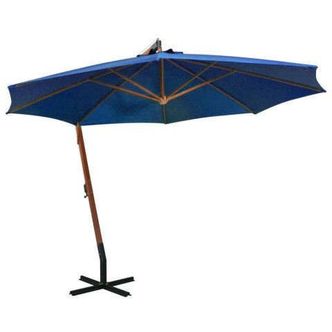 Parasol ogrodowy, na jodłowym słupku, lazurowy, 3,5x2,9 m