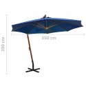 Parasol ogrodowy, na jodłowym słupku, lazurowy, 3,5x2,9 m