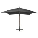 Parasol ogrodowy wiszący, na jodłowym słupku, antracyt, 3x3 m