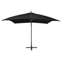 Parasol ogrodowy wiszący, na jodłowym słupku, czarny, 3x3 m