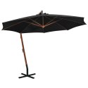 Parasol ogrodowy wiszący, na jodłowym słupku, czarny, 3,5x2,9 m