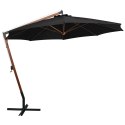 Parasol ogrodowy wiszący, na jodłowym słupku, czarny, 3,5x2,9 m