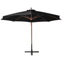 Parasol ogrodowy wiszący, na jodłowym słupku, czarny, 3,5x2,9 m