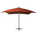 Parasol ogrodowy wiszący, na jodłowym słupku, terakota, 3x3 m