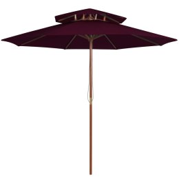 Parasol ogrodowy z dwupoziomową czaszą, bordowy, 270 cm