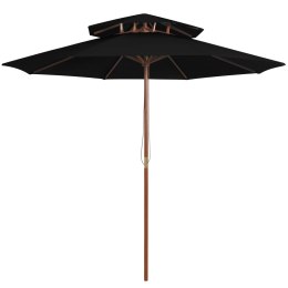 Parasol ogrodowy z dwupoziomową czaszą, czarny, 270 cm