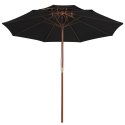 Parasol ogrodowy z dwupoziomową czaszą, czarny, 270 cm