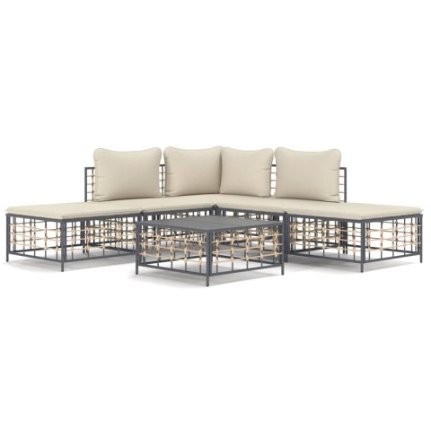 6-cz. zestaw wypoczynkowy do ogrodu, z poduszkami, antracytowy