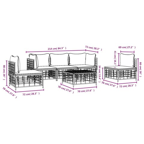 6-cz. zestaw wypoczynkowy do ogrodu, z poduszkami, antracytowy