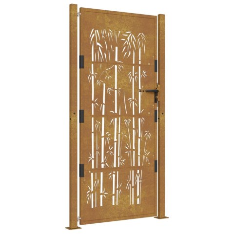 Furtka ogrodowa, 105x205 cm, stal kortenowska, motyw bambusa Furtka ogrodowa, 105x205 cm, stal kortenowska, motyw bambusa