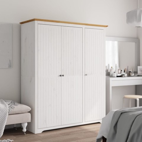 Szafa BODO, biało-brązowa, 146x53,5x173 cm, lite drewno sosnowe Szafa BODO, biało-brązowa, 146x53,5x173 cm, lite drewno sosnowe