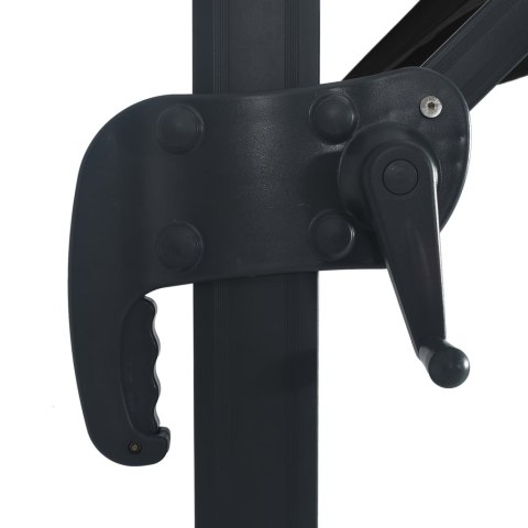 Parasol z LED i aluminiowym słupkiem, 400x300 cm, czarny