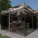 Altana z moskitierą i sznurem lampek LED, 3x3x2,73 cm, taupe