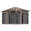 Altana z moskitierą i sznurem lampek LED, 3x3x2,73 cm, taupe