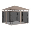 Altana z moskitierą i sznurem lampek LED, 3x3x2,73 cm, taupe
