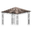 Altana z moskitierą i sznurem lampek LED, 3x3x2,73 cm, taupe