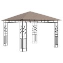 Altana z moskitierą i sznurem lampek LED, 3x3x2,73 cm, taupe