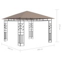 Altana z moskitierą i sznurem lampek LED, 3x3x2,73 cm, taupe