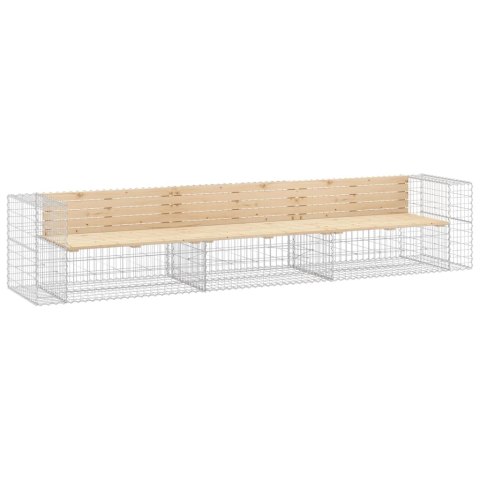 Ławka ogrodowa z gabionem, 347x71x65,5 cm, lite drewno sosnowe Ławka ogrodowa z gabionem, 347x71x65,5 cm, lite drewno sosnowe