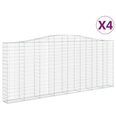 Kosze gabionowe, 4 szt, 400x30x160/180 cm, galwanizowane żelazo Kosze gabionowe, 4 szt, 400x30x160/180 cm, galwanizowane żelazo