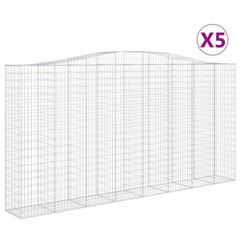 Kosze gabionowe, 5 szt, 400x50x200/220 cm, galwanizowane żelazo Kosze gabionowe, 5 szt, 400x50x200/220 cm, galwanizowane żelazo