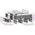 11-cz. zestaw mebli do ogrodu, z poduszkami, szary rattan PE