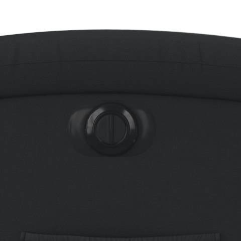 Elektryczny fotel rozkładany, czarny, obity skórą naturalną