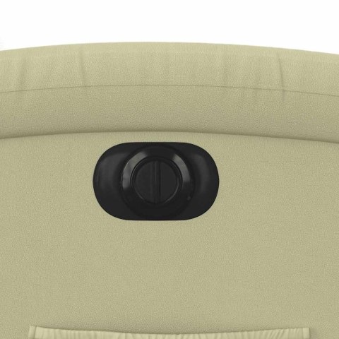 Elektryczny fotel rozkładany, kremowy, obity skórą naturalną