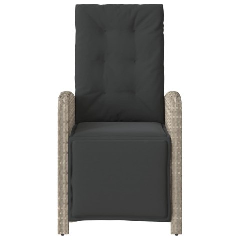 Rozkładane fotele ogrodowe z podnóżkiem, 2 szt., jasnoszare