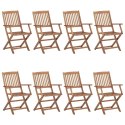Składane krzesła ogrodowe z poduszkami, 8 szt., drewno akacjowe