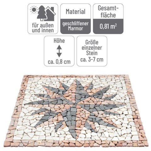 Mozaika marmurowa, motyw Róża Wiatrów, 90 x 90 cm