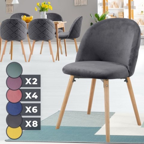 MIADOMODO Komplet aksamitnych krzeseł, ciemny. szary, 6 szt.