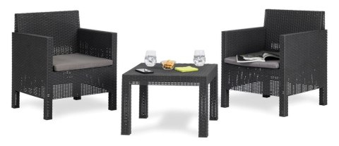 PENELOPE 2 SEATER Zestaw ogrodowy, plastikowy, grafit PENELOPE 2 SEATER Zestaw ogrodowy, plastikowy, grafit