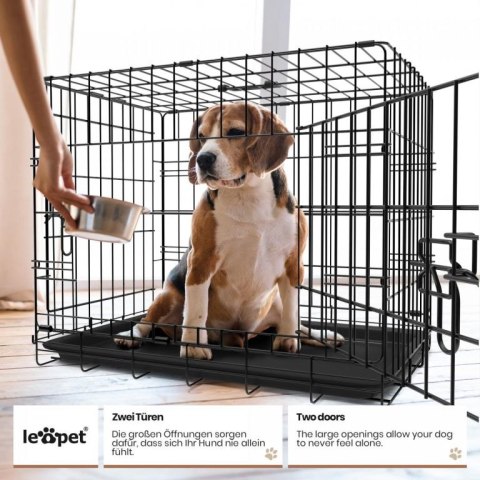 Leopet Składana klatka dla psa 91 x 57 x 63,5 cm, L, czarna Leopet Składana klatka dla psa 91 x 57 x 63,5 cm, L, czarna