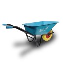 Taczka Ogrodowa Solidna taczka 100L jednokołowa niebieska Mocna 250kg +żółte koło PU