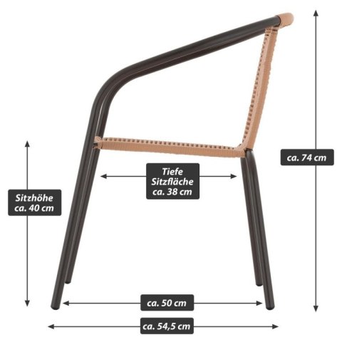 GARTHEN Zestaw 2 krzeseł bistro, jasnobrązowy