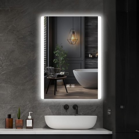 IREDA Lustro łazienkowe LED z oświetleniem, 80 x 60 cm IREDA Lustro łazienkowe LED z oświetleniem, 80 x 60 cm
