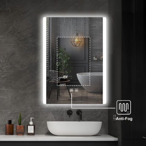IREDA Lustro łazienkowe LED z oświetleniem, 80 x 60 cm IREDA Lustro łazienkowe LED z oświetleniem, 80 x 60 cm