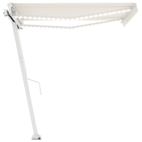 Ręcznie zwijana markiza z LED, 300 x 250 cm, kremowa