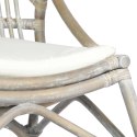Krzesło rattanowe, szare, lniana poduszka