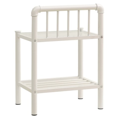 Szafki nocne, 2 szt., biało-przezroczyste, metal i szkło