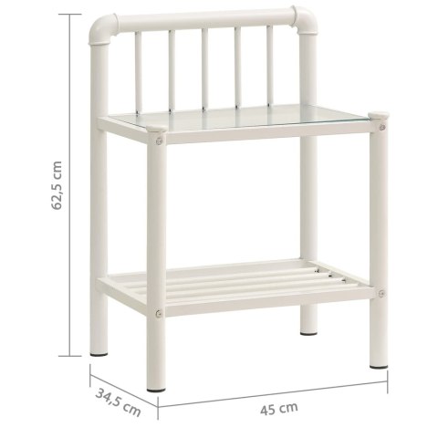 Szafki nocne, 2 szt., biało-przezroczyste, metal i szkło