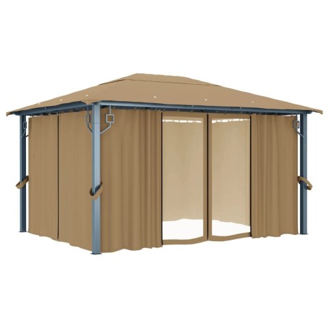 Altana ogrodowa z zasłonami, 400 x 300 cm, taupe, aluminium Altana ogrodowa z zasłonami, 400 x 300 cm, taupe, aluminium