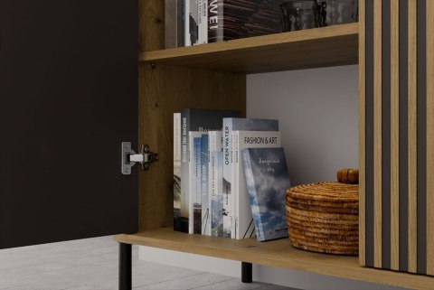 Witryna KAMARO 4DK SLIM/GŁADKI DĄB ARTISAN 4 Drzwi Lamele Front Ryflowany + Klasyczny