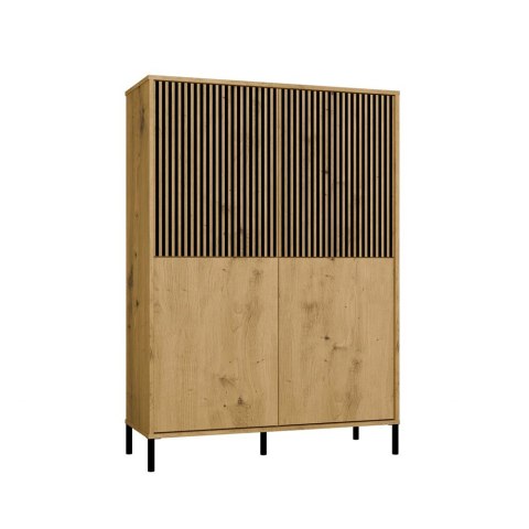 Witryna KAMARO 4DK SLIM/GŁADKI DĄB ARTISAN 4 Drzwi Lamele Front Ryflowany + Klasyczny