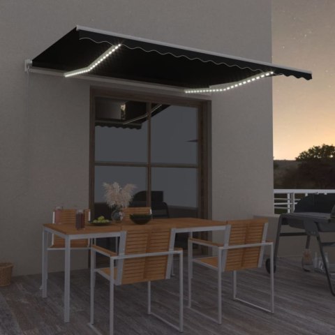 Ręcznie zwijana markiza z LED, 450 x 300 cm, antracytowa Ręcznie zwijana markiza z LED, 450 x 300 cm, antracytowa