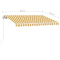 Ręcznie zwijana markiza z LED, 300 x 250 cm, żółto-biała