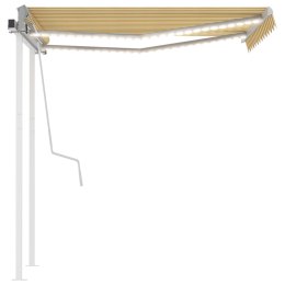 VidaXL Ręcznie zwijana markiza z LED, 3x2,5 m, żółto-biała